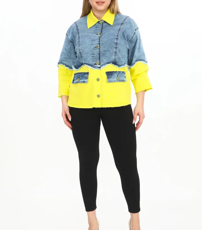 Kontrast Renkli Kot Ceket