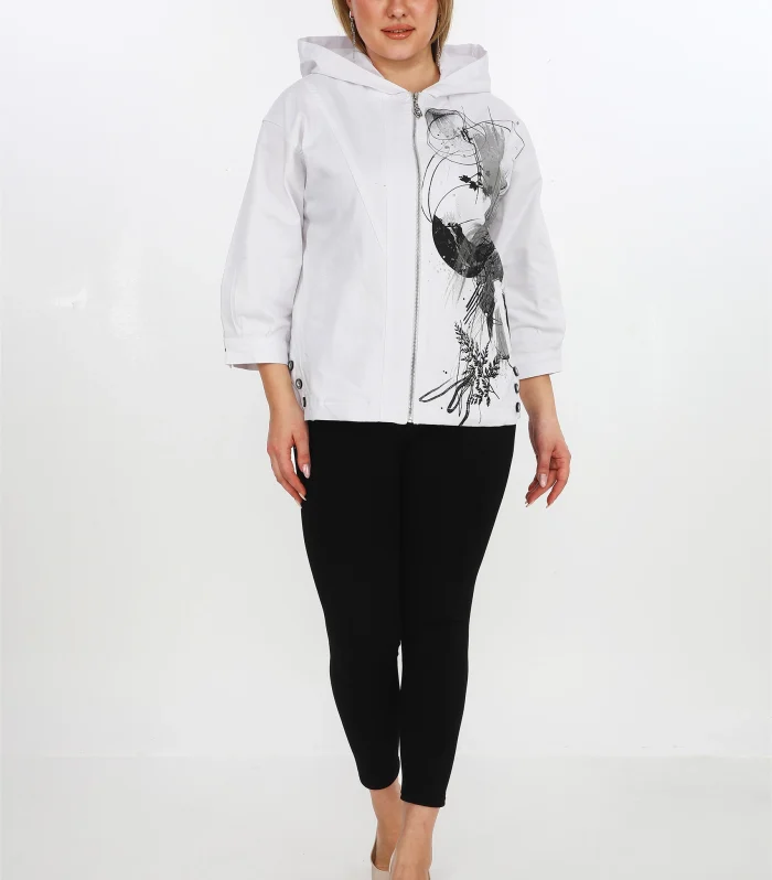 Renkli ve Kapüşonlu Kot Kadın