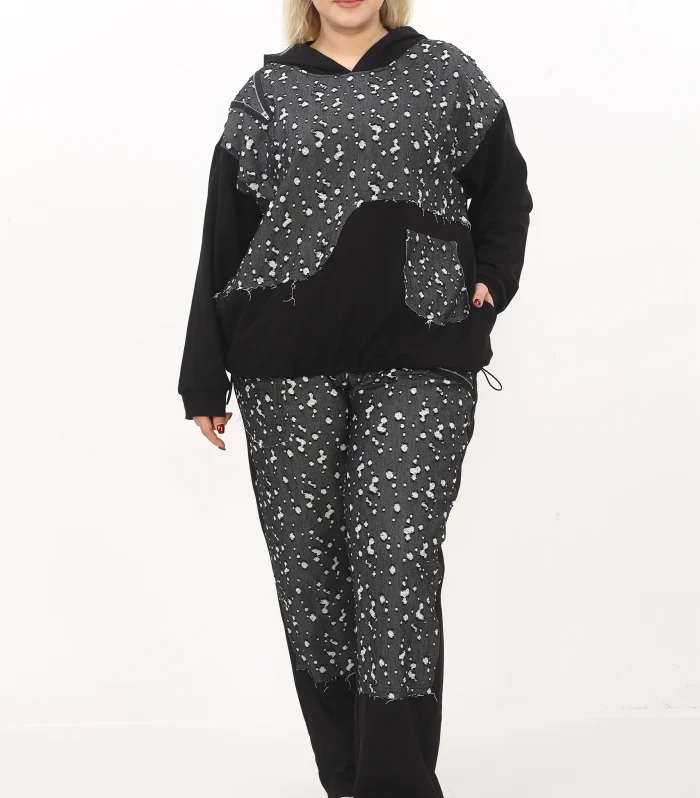 Yırtıklı Kot Garni Eşofman Takımı