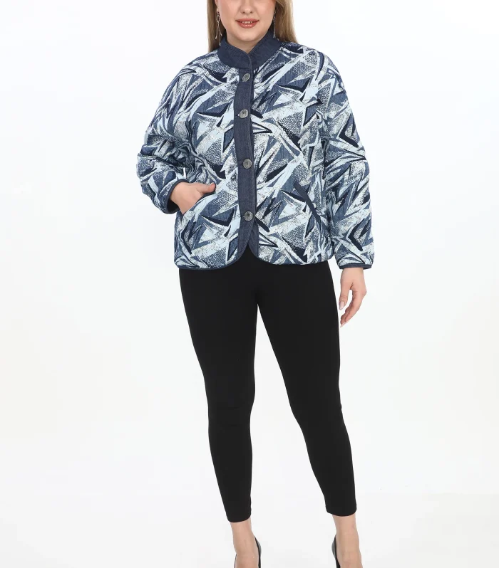 Desenli Kapitone Kot Mont